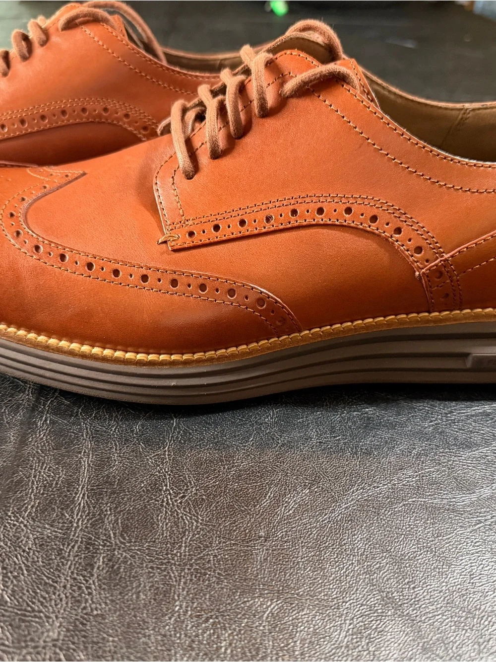 Cole Haan Men's Brown Leather Wingtip Derby Oxfords